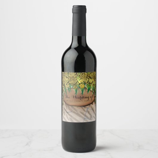 ジャングルパーティー金ゴールドグラムアニマルプリント誕生日ワイン ワインラベル (正面)