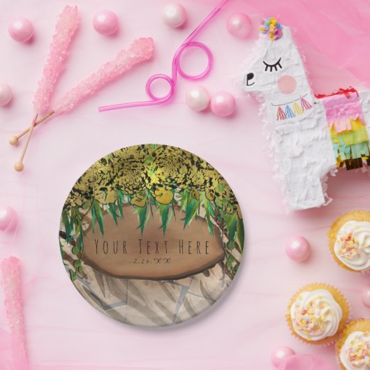 ジャングルパーティー金ゴールドグラムアニマルプリント誕生日 ペーパープレート (パーティー)