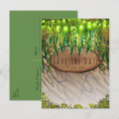 ジャングルパーティー 葉っぱとアニマルプリントのSave the Date 案内ポストカード (正面/裏面)