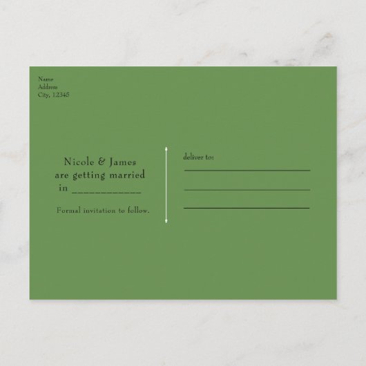 ジャングルパーティー 葉とアニマルプリントのSave the Date 案内ポストカード (裏面)