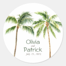 ジャングルパームの水色のトロピカル ラウンドシール