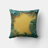 ジャングルパームリーフボタニカルプリント クッション (裏面)