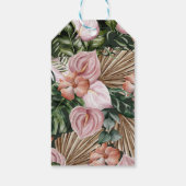 ジャングルパーム葉ズ熱帯雨林の花ピンク緑 ギフトタグ (裏面)