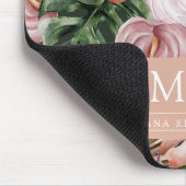 ジャングルパーム葉ズ熱帯雨林の花ピンク緑 マウスパッド (コーナー)