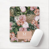 ジャングルパーム葉ズ熱帯雨林の花ピンク緑 マウスパッド (マウス)