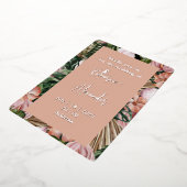 ジャングルパーム葉ズ熱帯雨林の花ピンク緑 箔招待状 (回転した状態)