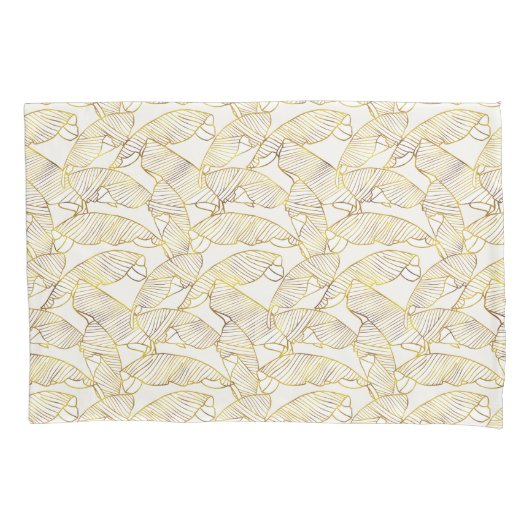 ジャングルパーム金ゴールド葉パターンduvetカバー 枕カバー (正面)