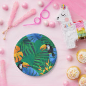 ジャングルパーム、シダ、トウカン ペーパープレート (パーティー)