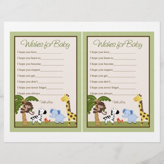 ジャングルパール/サファリ「ベビーの願い」シート (正面)