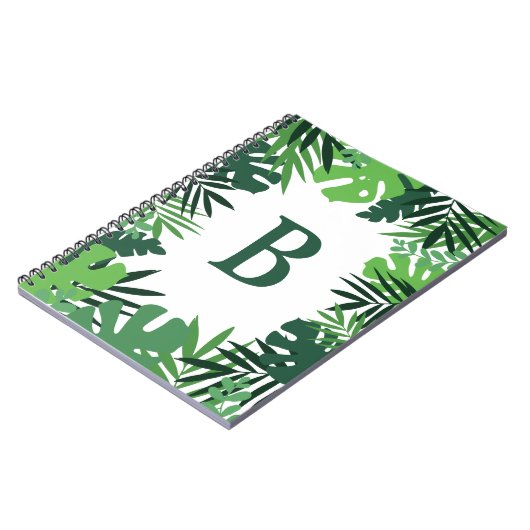 ジャングルパ葉ームデザイン、熱帯モノグラム ノートブック (左側)