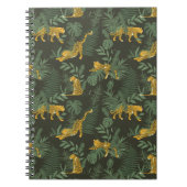 ジャングルヒョウとジャングル葉のパターン ノートブック (正面)