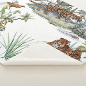 ジャングルヒョウの水彩熱帯シーン シェルパブランケット (3/4)