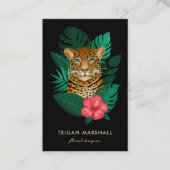 ジャングルヒョウスタイリッシュハイビスカスフラワー 名刺 (正面)
