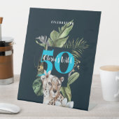 ジャングルヒョウ青マイルストーンバースデーパーティー 台座サイン (インサイチュ)