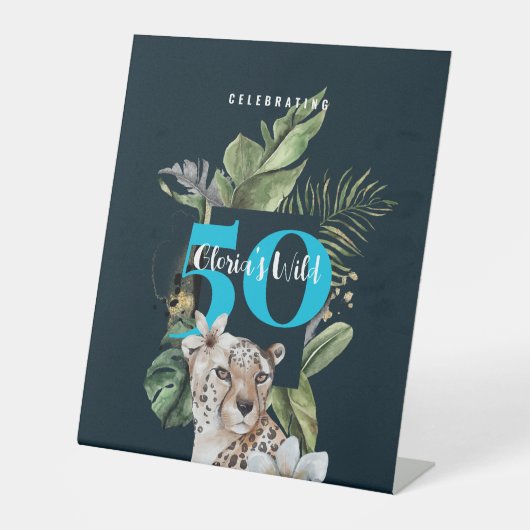 ジャングルヒョウ青マイルストーンバースデーパーティー 台座サイン (正面)