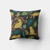 ジャングルヒョウ：ヴィンテージ野生動物のイラスト クッション (裏面)