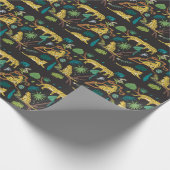 ジャングルヒョウ:ヴィンテージ野生動物のイラスト ラッピングペーパー (角)