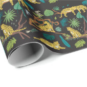 ジャングルヒョウ:ヴィンテージ野生動物のイラスト ラッピングペーパー (ロールコーナー)