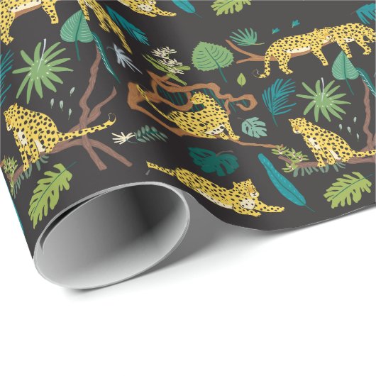 ジャングルヒョウ:ヴィンテージ野生動物のイラスト ラッピングペーパー (ロールコーナー)