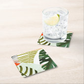 ジャングルビートトロピカルグリーン スクエアペーパーコースター (インサイチュ)