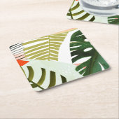 ジャングルビートトロピカルグリーン スクエアペーパーコースター (アングル)