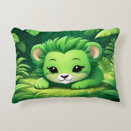 ジャングルピローの緑のライオンの子 アクセントクッション