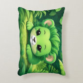ジャングルピローの緑のライオンの子 アクセントクッション (正面(垂直))