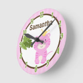 ジャングルピンクタイガーパーソナライズされたクロックの女王 ラウンド壁時計 (傾斜)