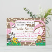 ジャングルピンク誕生日招待状 招待状 (スタンド正面)