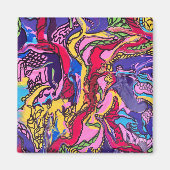 'ジャングルフィーバー'デザインスクエアマグネット マグネット (正面)