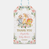 ジャングルフェミニンアニマルピンクフローラ赤ちゃんシャワー ギフトタグ (正面)