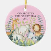 ジャングルフォトガールズベビー初めてのクリスマスオーナメント セラミックオーナメント (正面)
