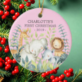 ジャングルフォトガールズベビー初めてのクリスマスオーナメント セラミックオーナメント