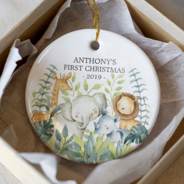 ジャングルフォトベビー初めてのクリスマスオーナメント セラミックオーナメント