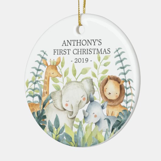 ジャングルフォトベビー初めてのクリスマスオーナメント セラミックオーナメント (左)