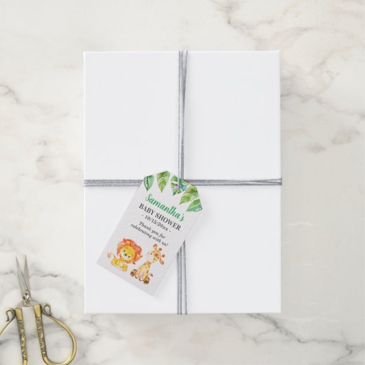 ジャングルフォレスト獅子キリン赤ちゃんシャワーゲストのお気に入り ギフトタグ (より糸付き)