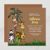 ジャングルフレンズ誕生日パーティーの招待 招待状 (正面/裏面)