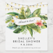 ジャングルフローラトロピカルライトブライダルシャワーボトル ワインラベル (シングルラベル)