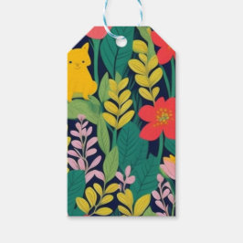 ジャングルフローラ葉パターン ギフトタグ