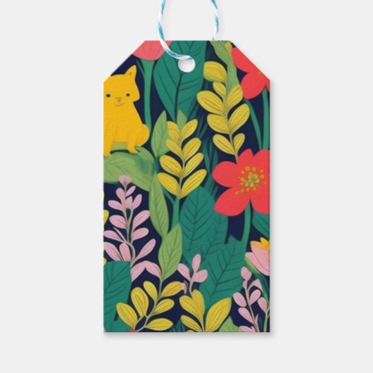 ジャングルフローラ葉パターン ギフトタグ (正面)