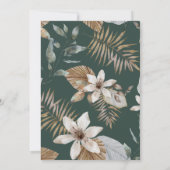 ジャングルブライダルシャワー | トロピカルグリーン金ゴールドデザイン 招待状 (裏面)