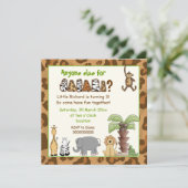 ジャングルブラウンサファリ子供の誕生日パーティー 招待状 (スタンド正面)