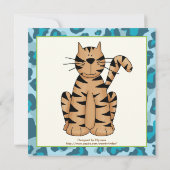 ジャングルブルー動物サファリ子供の誕生日パーティー 招待状 (裏面)