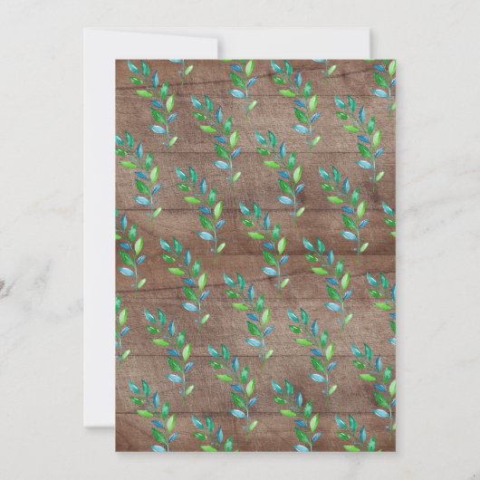 ジャングルブルー素朴ライノセロス男の子ベイビーシャワー 招待状 (裏面)