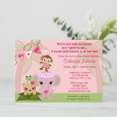 ジャングルブロッサムテールズベビーシャワー招待状ガール 招待状 (スタンド正面)