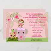 ジャングルブロッサムテールズベビーシャワー招待状ガール 招待状 (正面/裏面)