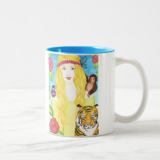 ジャングルプリンセス マグカップ 330ml (白/青)