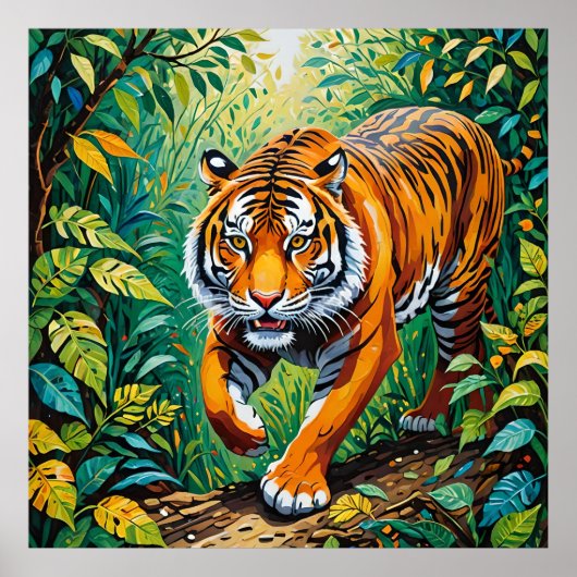 ジャングルプロウラー – Tiger in Gond Art ポスター (正面)