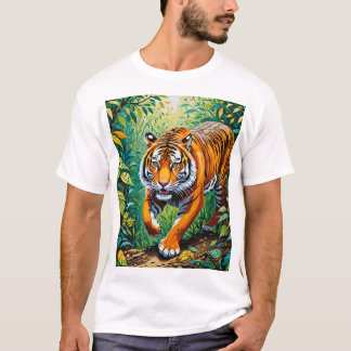 ジャングルプロウラー – Tiger in Gond Art Tシャツ