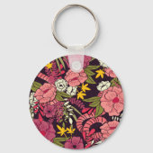 ジャングルヘビ、熱帯花、ヴィンテージ柄。 キーホルダー (裏面)
